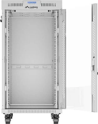 Lanberg 19" Rackschrank 22HE, LCD, freistehend, Flat Pack, V2, Glastür, IP20, RAL 7035, 800mm tief