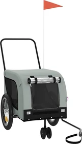 vidaXL Hunde 125x63cm Fahrradanhänger grau/schwarz