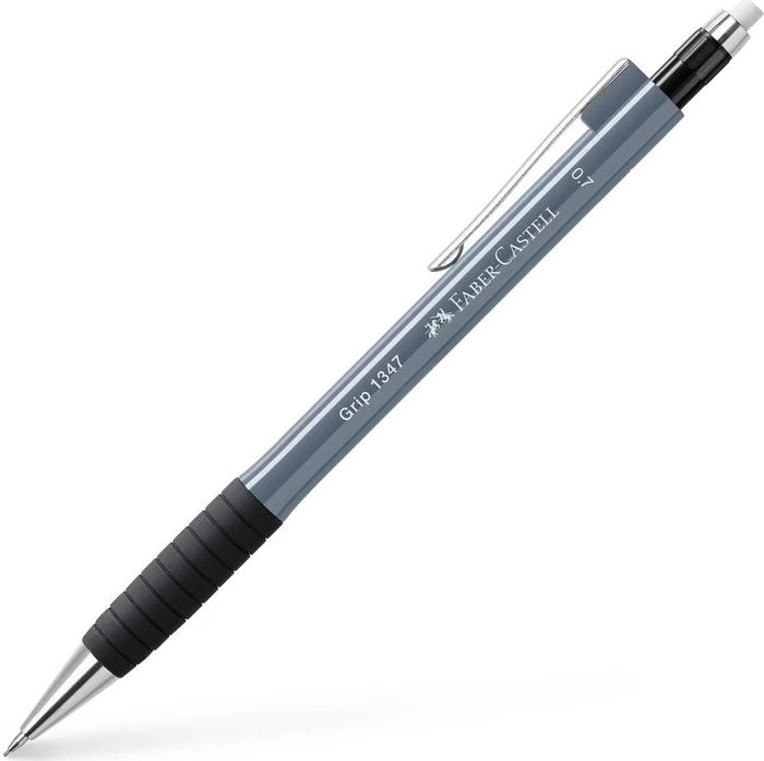 Faber-Castell Grip 1347 Druckbleistift 0.7mm graphit, stone grey, Radierer