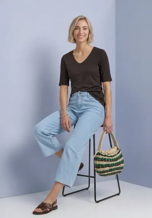 Street One Basic Palmira T-Shirt kurzarm black coffee (Damen)