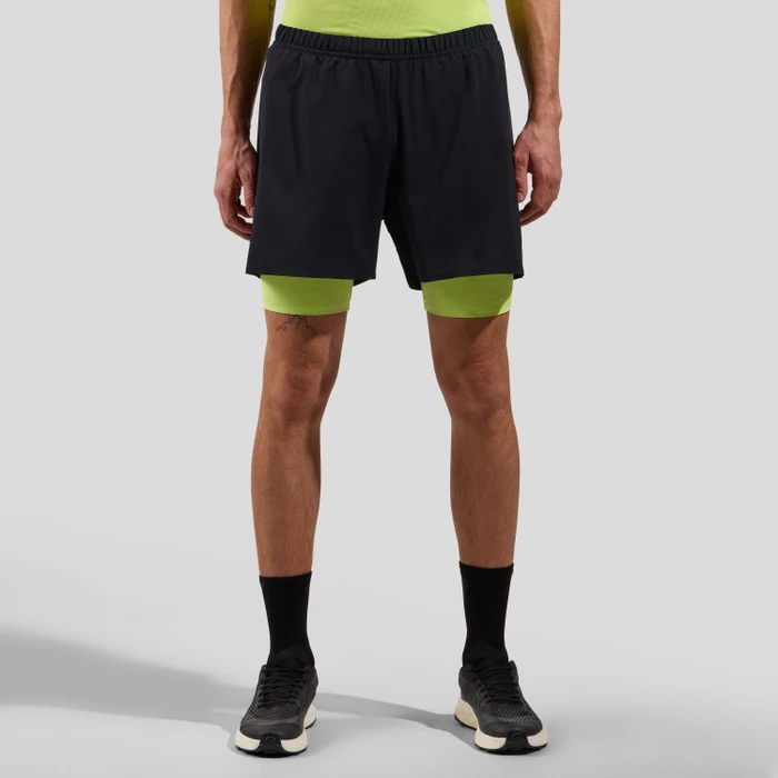 Odlo Zeroweight 5 Inch 2in1 Fahrradhose kurz black/sharp green (Herren)