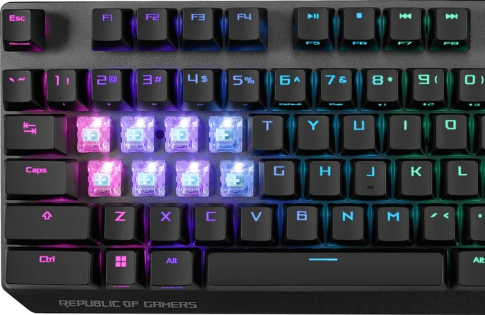 ASUS ROG Strix Scope NX Wireless Deluxe, PBT, schwarz/grau, ROG NX RED, USB/Bluetooth, DE