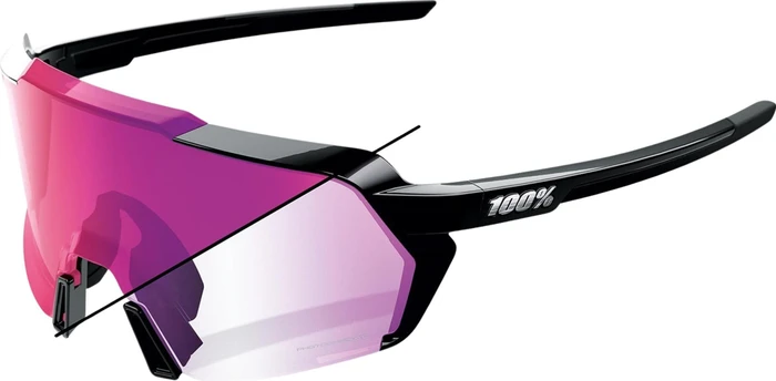 100% Korbin gloss black/photochromic purple mirror