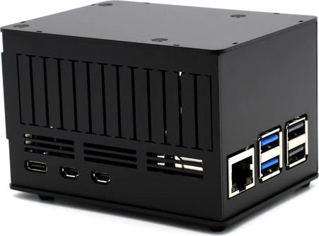 KKSB HAT Case Aluminiumgehäuse für Raspberry Pi 5, Platz für Raspberry Pi HATs/Add-on Boards/Kühler, schwarz
