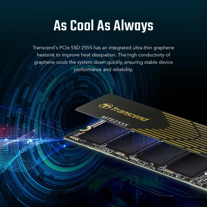 Transcend MTE255S SSD 1TB, M.2 2280 / M-Key / PCIe 4.0 x4, Kühlkörper