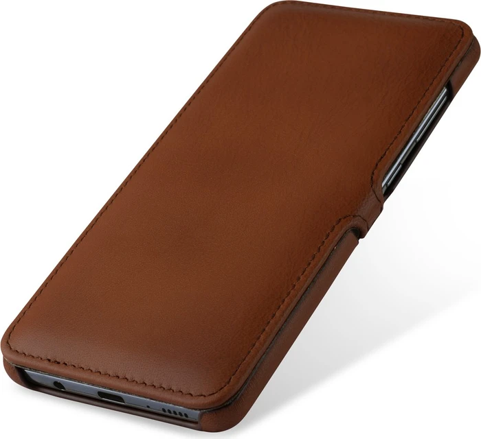 Stilgut Book Type Leather Case Clip für Samsung Galaxy A71 braun