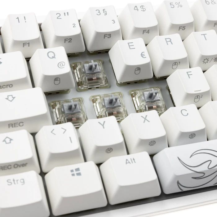 Ducky One 2 Pro Mini, PBT, weiß, LEDs RGB, MX SPEED RGB Silver, USB, DE