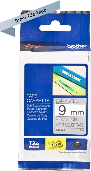Brother TZe-M921 Beschriftungsband, 9mm, schwarz/silber