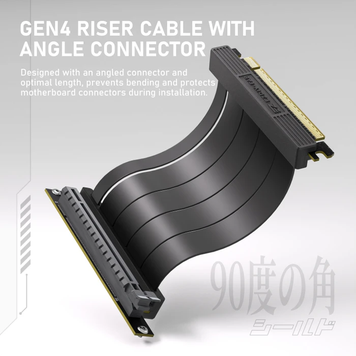 EZDIY-FAB Shield, Vertical GPU Mount, Riser Card Cable, mit vertikaler Grafikkarten-Halterung, gewinkelt, PCIe 4.0, 115mm, schwarz