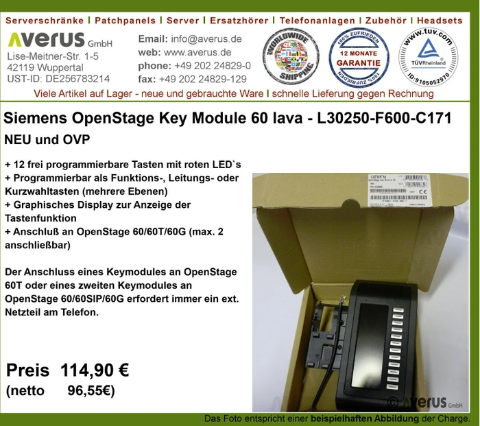Unify Openstage 40 Tastenerweiterung eisblau