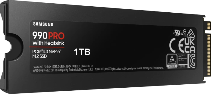Samsung SSD 990 PRO 1TB, M.2 2280 / M-Key / PCIe 4.0 x4, Kühlkörper