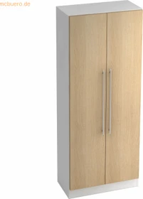 Hammerbacher Garderoben-Schrank 5OH V7200, Relinggriff, weiß/eiche, Schrankwand