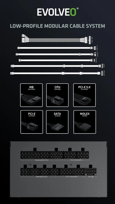Evolveo Gold Series G650 schwarz 650W, ATX 3.1