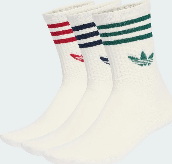 adidas 3-Streifen Crew Socken night indigo/team victory red/collegiate green, 3 Paare