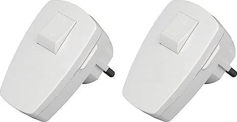 Kopp Kunststoff-Schutzkontakt-Stecker, mit 2-poligem Wippenschalter, seitliche Einführung, für Kabelquerschnitt bis 3 x 1,5mm², arktisweiß