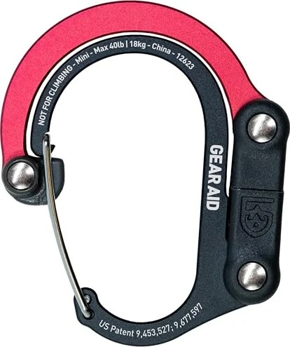 GearAid Heroclip Mini Materialkarabiner rot/schwarz