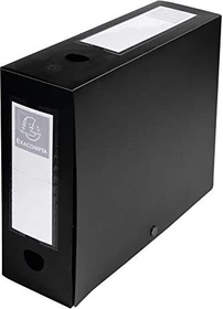 Exacompta Archivbox Kunststoff blickdicht mit Druckknopf 100mm, A4, schwarz, 10er-Pack