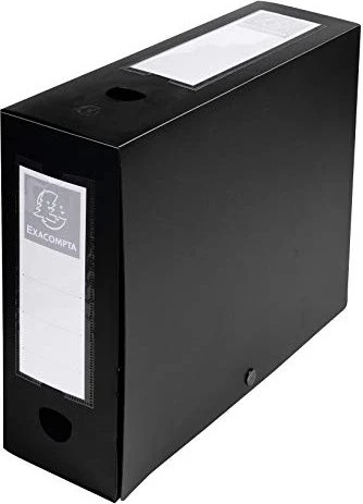 Exacompta Archivbox Kunststoff blickdicht mit Druckknopf 100mm, A4, schwarz, 10er-Pack