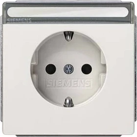 Siemens DELTA style Schuko-Steckdose mit Beschriftungsfeld, rot