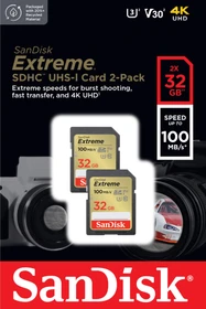 SanDisk Extreme R100/W60 32GB, UHS-I U3, Class 10, 2er-Pack