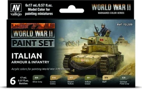 Vallejo Model Color World War II Wargames Color Series Italian Armour & Infantry Farbset, 6-tlg.