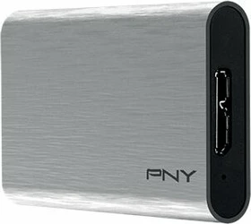 PNY Elite USB 3.0 Portable SSD, Silver, 480GB, USB 3.0 Micro-B