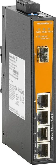 Weidmüller EL-Series Industrial Railmount Gigabit Switch, 4x RJ-45, 1x SFP