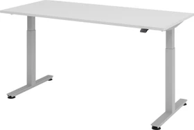 Hammerbacher Ergonomic Aktiv XMST19/5/S elektrisch höhenverstellbarer Sitz-Steh-Schreibtisch 180x80cm grau/silber