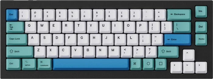Keychron Q1/Q2/K2 OEM Dye-Sub Keycap-Set Iceberg, Kunststoff (PBT), Iceberg, blau/türkis/weiß, 97 Tasten (83+14), ANSI-US