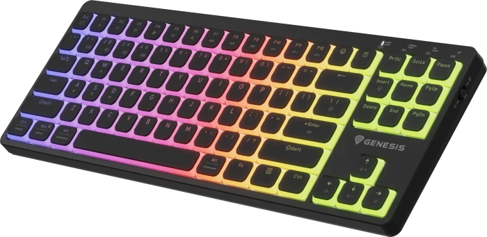 Genesis Thor 430 TKL Wireless, schwarz, LEDs RGB, hot-swap, Silent Low-Profile Linear, USB/Bluetooth, US