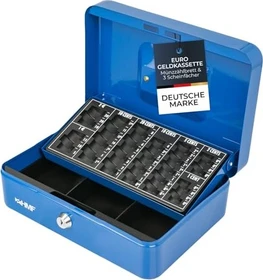 HMF 108 Geldkassette, blau, Schlüsselschloss