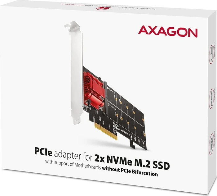 Axagon PCIe -> 2x M.2 PCIe, PCIe 3.0 x8