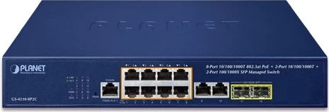 Planet GS-4210 Rackmount Gigabit Managed Switch, 10x RJ-45, 2x SFP, 120W PoE+