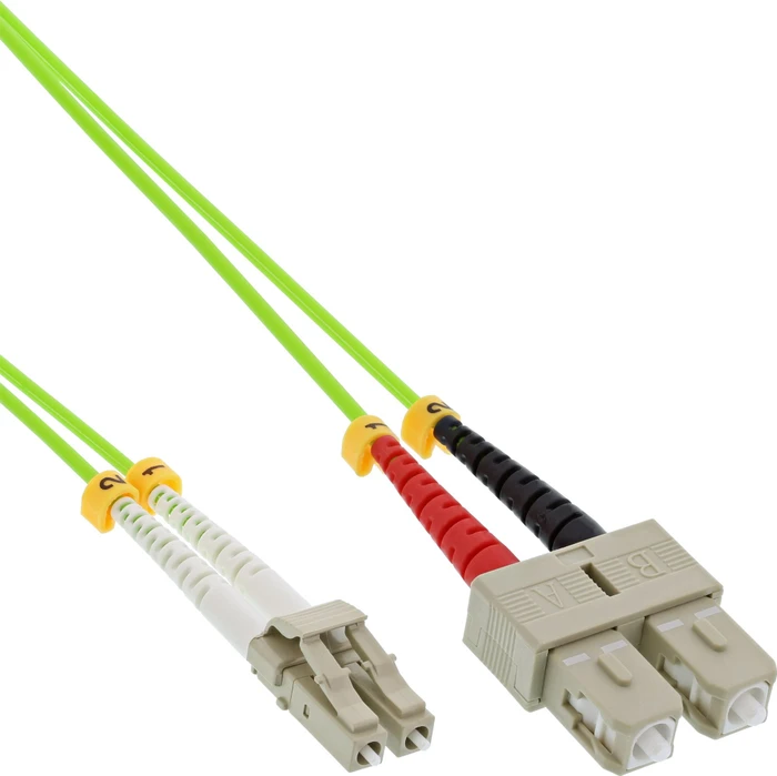 InLine LWL Duplex Kabel, OM5, 2x LC Stecker/2x SC Stecker, 25m, grün (88638Q)