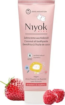 Niyok KIDS Kinderzahncreme aus Kokosöl Erdbeere & Himbeere, 75ml
