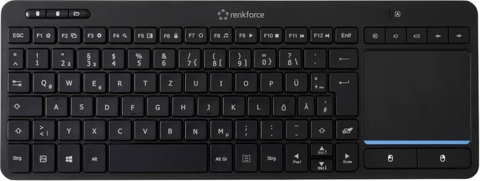 Renkforce RF-WLTKB-300 Kabellose Touch-Tastatur, schwarz, USB, DE