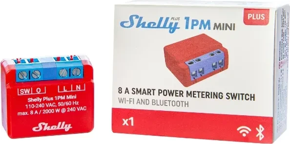 Shelly Plus 1PM Mini, 1-Kanal, Unterputz, Schaltaktor