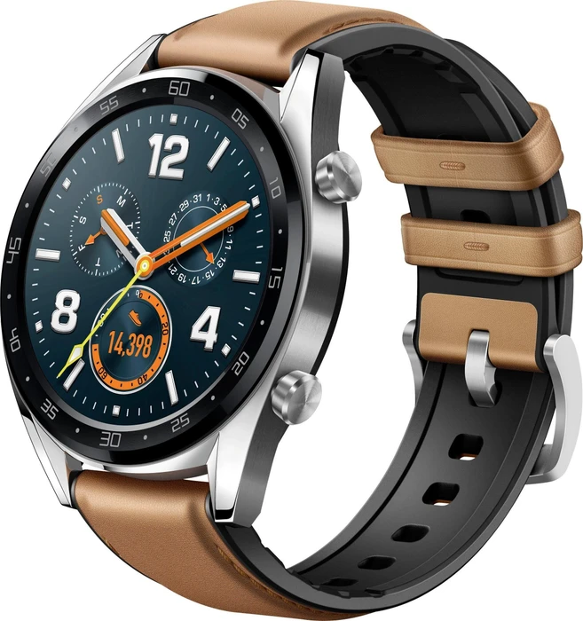 Huawei Watch GT Classic silber mit Lederarmband braun