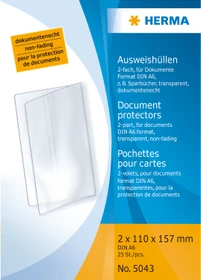 Herma Ausweishülle 2-fach zum Aufklappen für Dokumente, A6, transparent, 25er-Pack