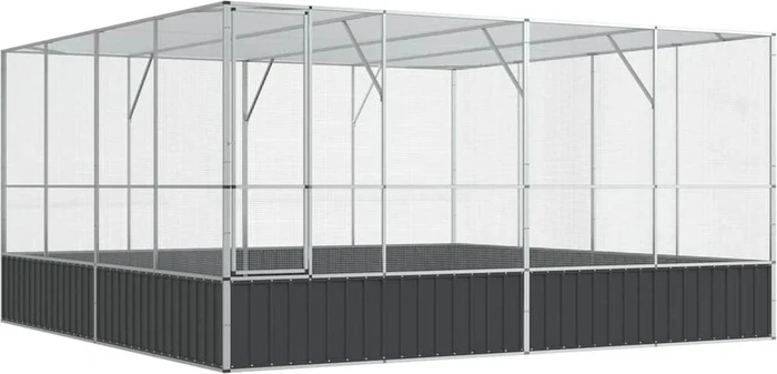 vidaXL Voliere, silber/grau, 418x212x414cm