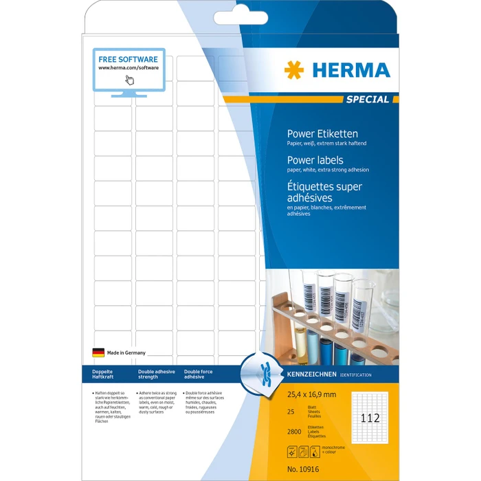 Herma Poweretiketten, 25.4x16.9mm, weiß, matt, 25 Blatt (2800 Etiketten)