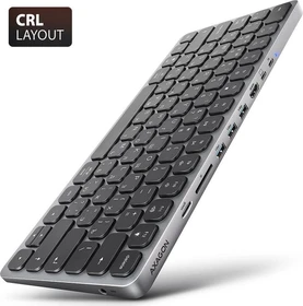 Axagon 9in1 Keyboard Hub, Docking Station mit Tastatur, USB-Hub, Dual-Slot-Cardreader, RU, USB-C 3.0 [Buchse] (HMC-KB-CRL)