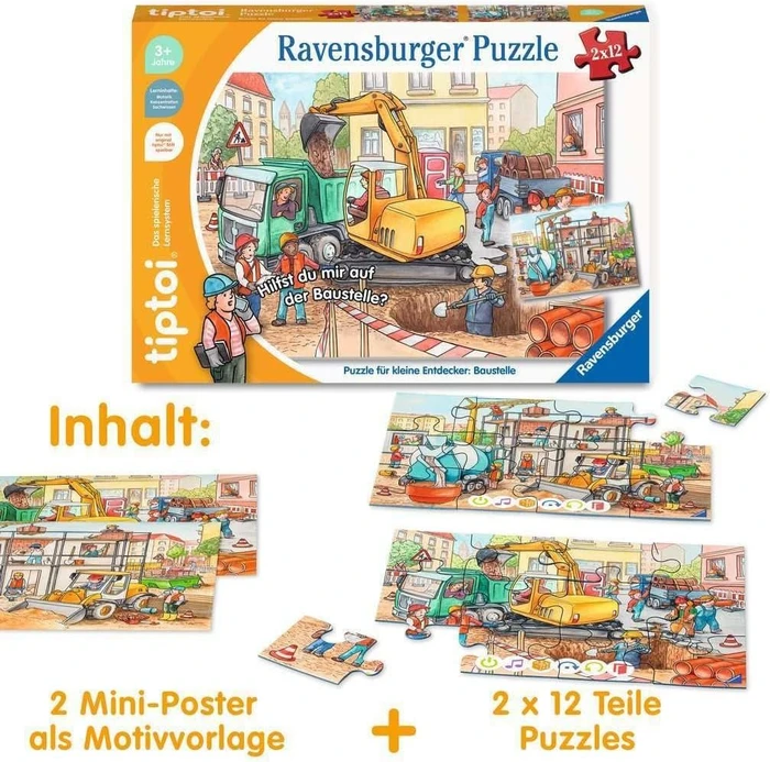 Ravensburger tiptoi Puzzle: Puzzle für kleine Entdecker: Baustelle