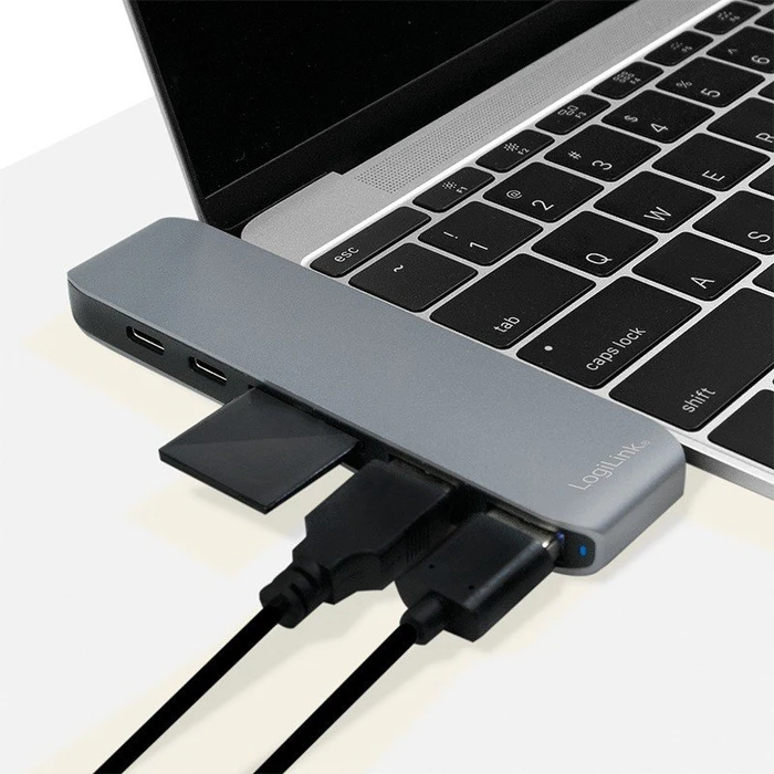 LogiLink 2x Thunderbolt 3 auf USB-C/USB-A Multiport Adapter, silber