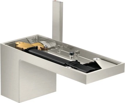 Hansgrohe Axor MyEdition Waschbeckenarmatur 70 mit Push-Open Ablaufgarnitur ohne Platte edelstahloptik