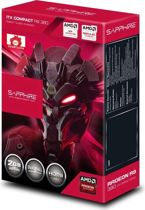 Sapphire Radeon R9 380 ITX Compact, 2GB GDDR5, DVI, HDMI, 2x mDP, lite retail