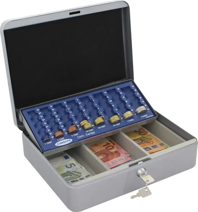 Rottner HomeStar Cash Euro 1 Geldkassette, silber, Schlüsselschloss