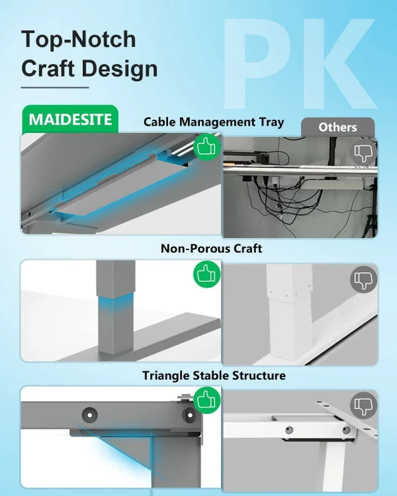Maidesite T2 Pro Plus elektrisch höhenverstellbares Sitz-Steh-Schreibtischgestell grau