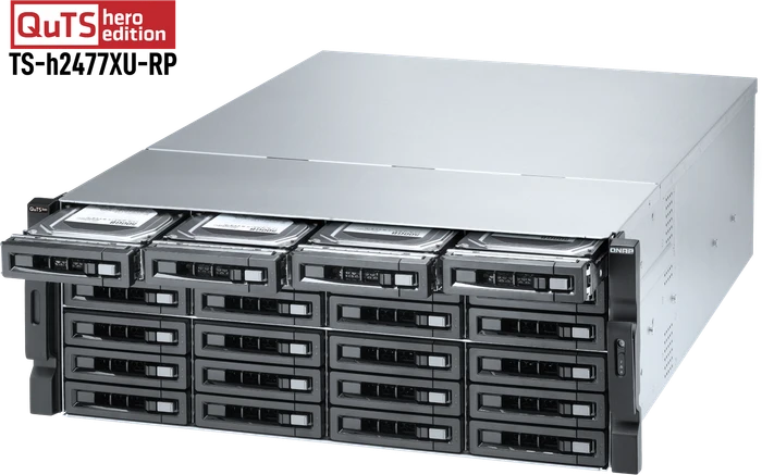 QNAP QuTS hero TS-h2477XU-RP-3700X-32G 2TB, 32GB RAM, 2x SFP+ 10Gb/s, 2x RJ-45 1000Base-T, 4HE