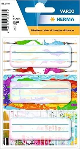 Herma Buchetiketten Farben, 76x35mm, mehrfarbig, 3 Blatt (9 Etiketten)